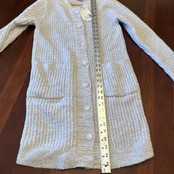 Softies 34" Heather Gray Rib Marshmallow Button Down Long Cardigan S $129 New - Picture 7 of 9